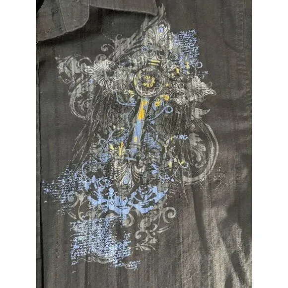 Eighty Eight Shirt Mens XXL Black Long Sleeve Cross - Picture 4 of 6